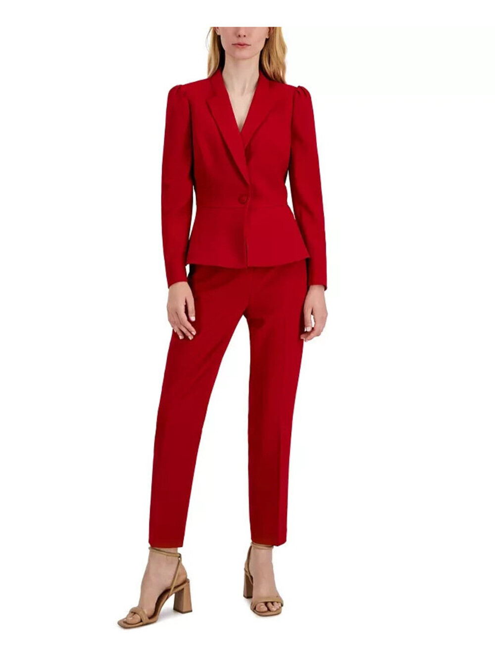 Tahari ASL Belted Wrap Pant Suit Red 10